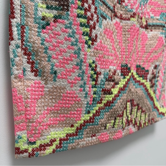 Fish Fry Anthropologie Cross Stitch Pink Pencil Skirt Size 4 - Picture 3 of 9